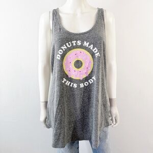 Tipsy Elves Gray Donuts Tank Top Size XXL Scoop Neck Casual Athleisure Comfy